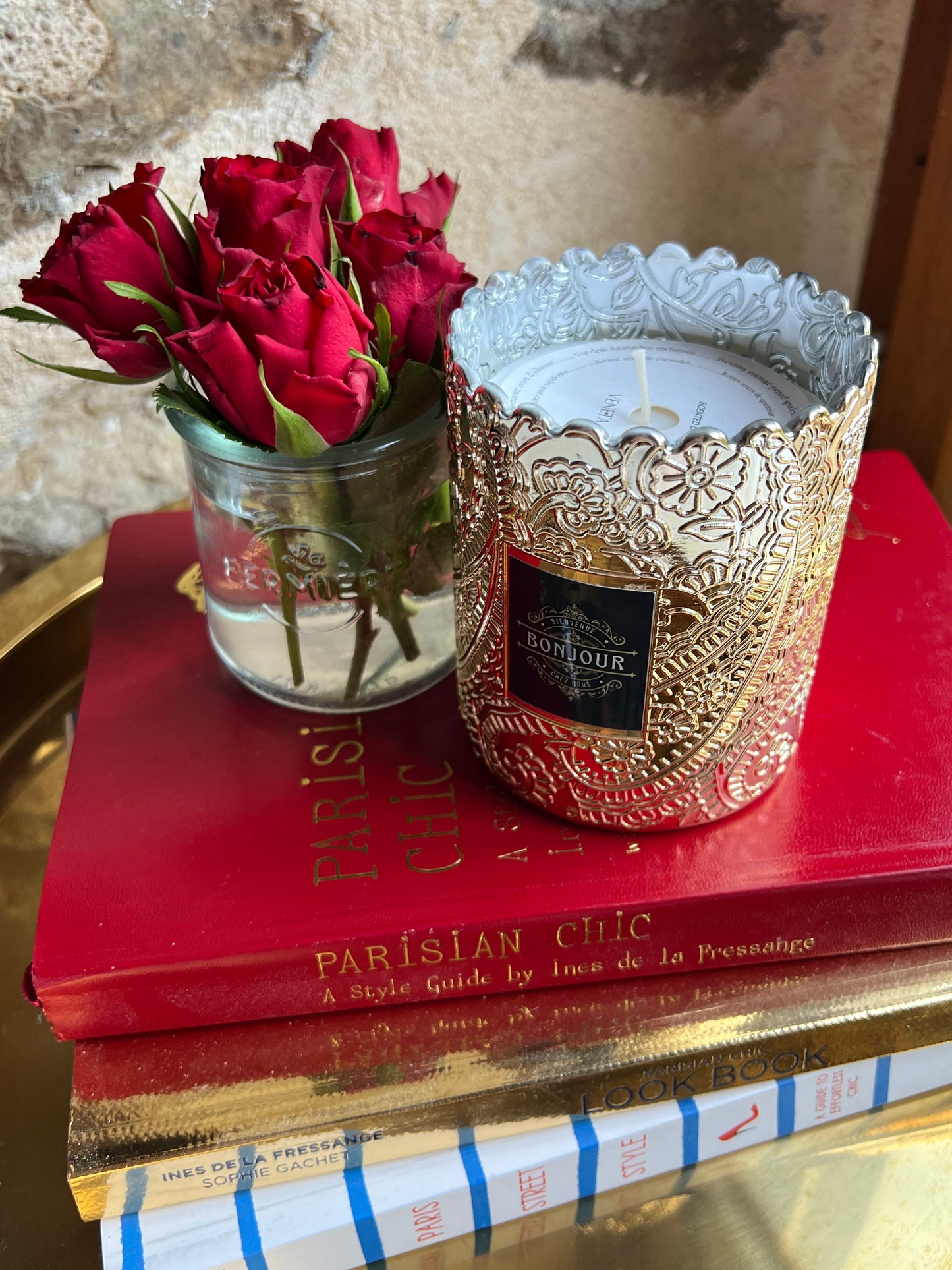 gold bonjour candle 🕯
