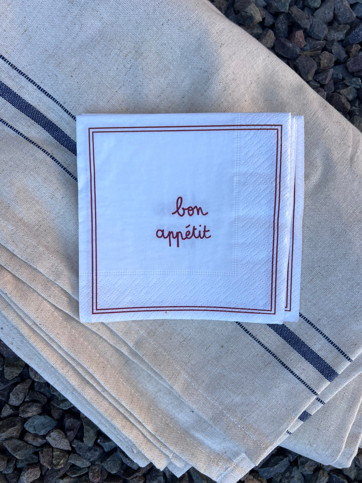 red bon appetit napkins