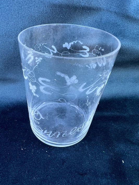 water glasses with names