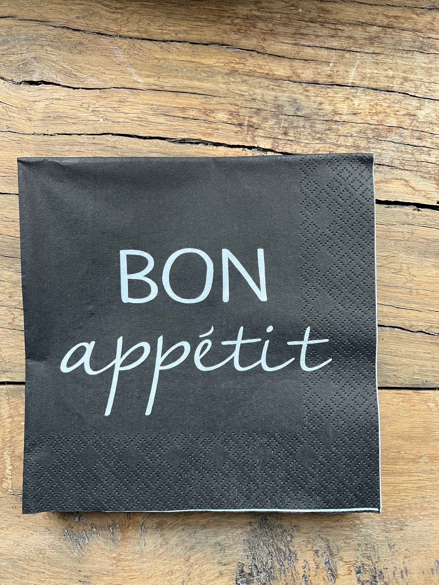 bon appétit cream or black paper napkins 🥐🥂